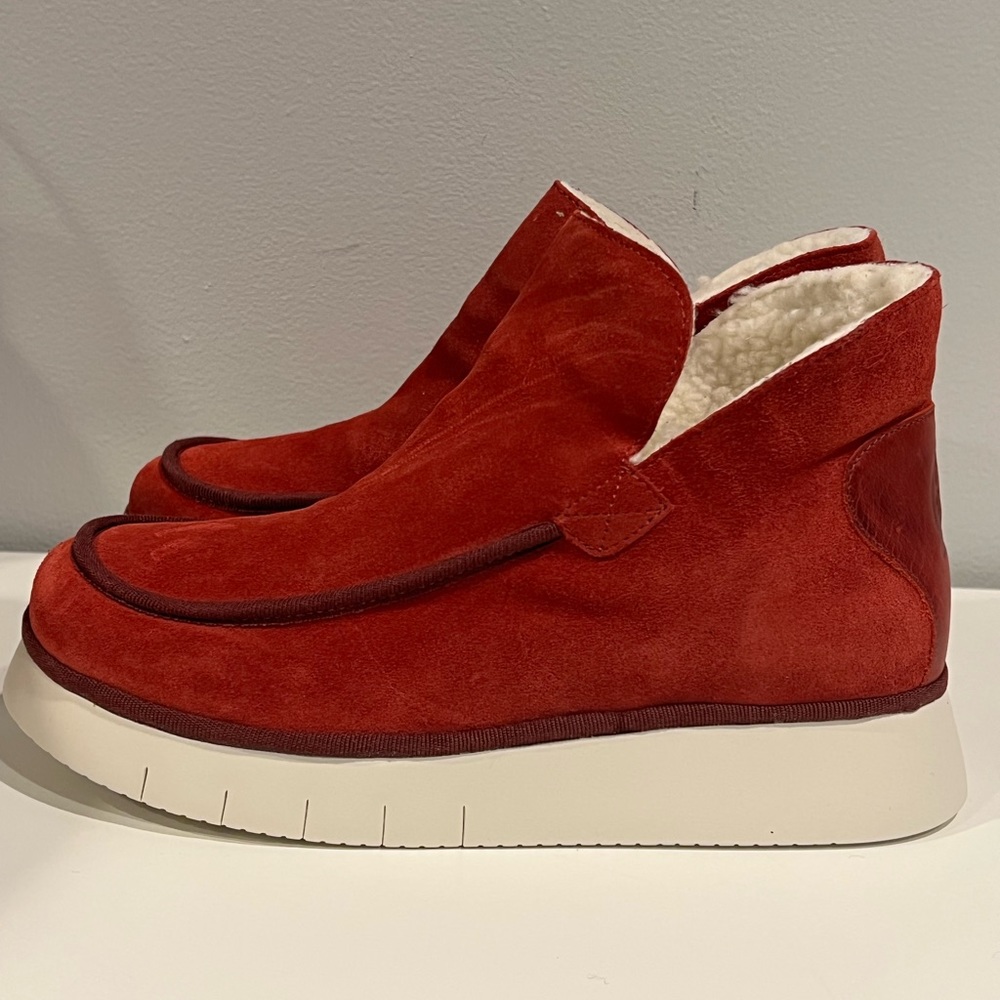 FLY London Leather Slip-On Booties - Coze Sz 42(11 US) Carmine Red